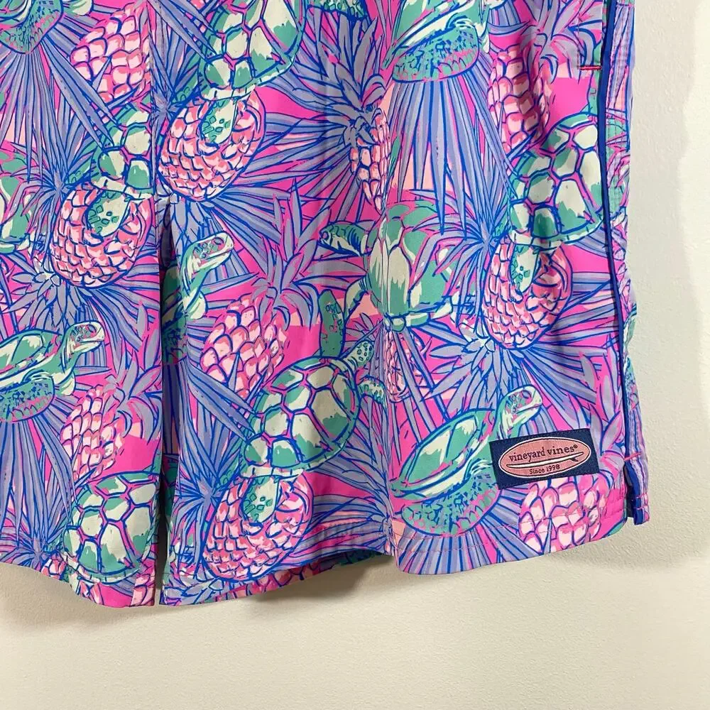 Vineyard Vines Men Pineapples & Sea Turtles Print Drawstring Swim Trunks Size XL